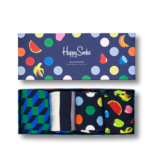 Happy Socks 4-Pack Navy Socks Gift Set